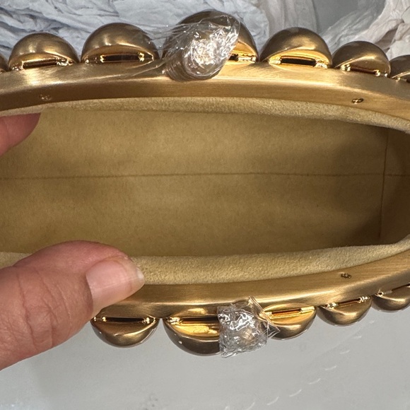 Cult Gaia tan Una clutch with Gold beaded handle - BRAND NEW WITH DUST BAG - Picture 11 of 13